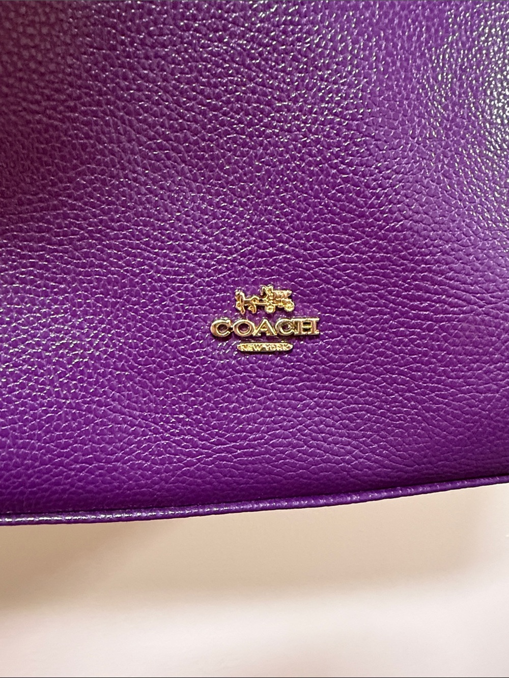 Coach Deep Purple Pebble Leather Shoulder Bag with Gold Accents - Picture 3 of 11